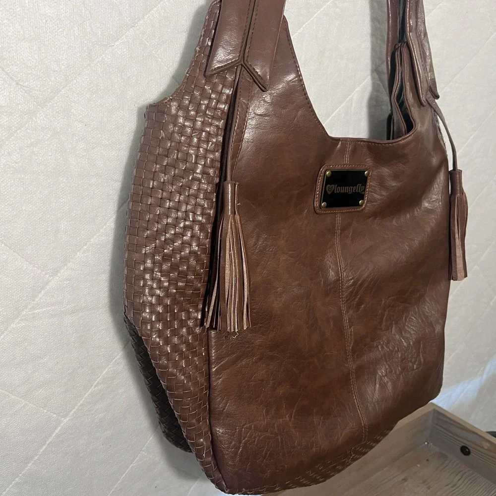 Loungefly Sugar Skull‎ Brown Lattice Large Tote Bag Y2K Purse 16x18 Retro Purse